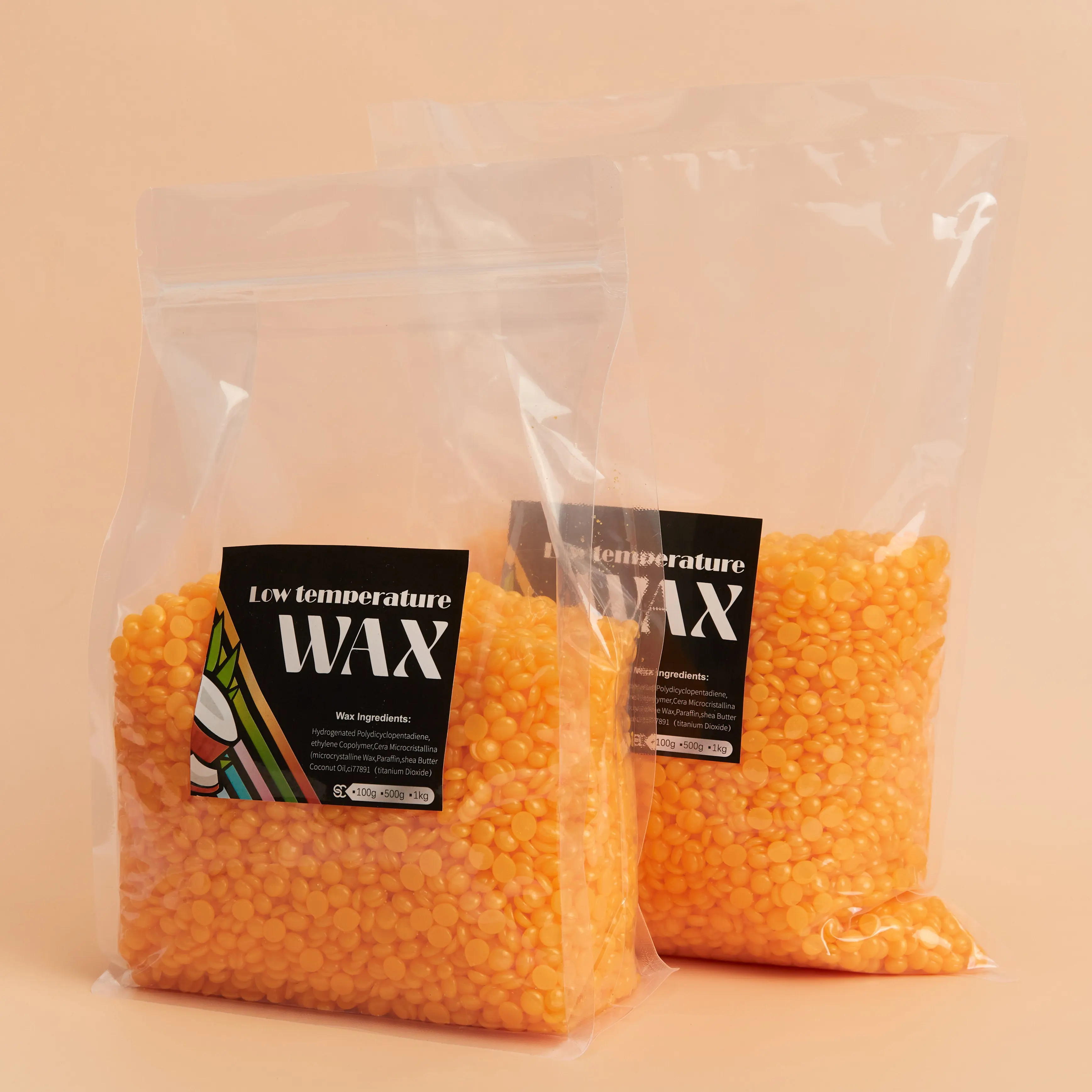 DOLL WAX 1kg customize private labelwaxing bean pink orange scent shimmer gloden hard wax rosin free depilatory Wax