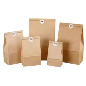 Großhandel Günstige Packt aschen für Lebensmittel Brot Kraft Papiertüte Papier Bäckerei Taschen Custom