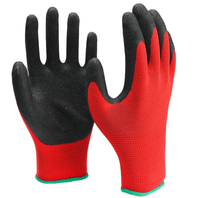 Safety Work Gloves Yarn Latex Wrinkling Gloves Polyester Liner Work Gloves