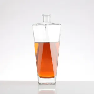 200ml 375ml 500ml 750ml 1000ml Transparente Redondo Vazio Flint Vidro Vinho Whisky Vodka Tequila Garrafa Com Tampa Selada Cortiça