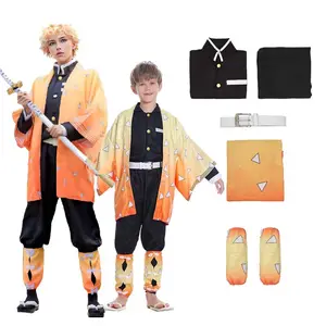 Halloween Jurk Uniform Anime Zenitsu Cosplay Kostuum Voor Jongens Kinderen Mannen AOKG-002