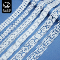 Usine d'accessoires pour vêtements vente à chaud dentelle élastique française blanche broderie 100% polyester bordure en tissu dentelle