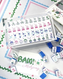 Nouvel ensemble de jeu de Mahjong américain en acrylique gravé avec des bulles, thème bottes bleues, pour casino, divertissement adulte, cadeau 2026 - Product Image 6