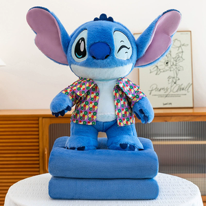 Almohada de Viaje y Manta 2 en 1 con Diseño de Stitch de Dibujos Animados, Manta <span class=keywords><strong>para</strong></span> Aire Acondicionado de Coche, Mantas <span class=keywords><strong>para</strong></span> Siesta, Regalos <span class=keywords><strong>para</strong></span> Niños - Product Image 3