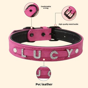 Nouvelle innovation personnalisée bricolage en cuir Pu <span class=keywords><strong>chat</strong></span> <span class=keywords><strong>collier</strong></span> cou anneau lettre diamant <span class=keywords><strong>collier</strong></span> chien <span class=keywords><strong>collier</strong></span> <span class=keywords><strong>collier</strong></span> pour animaux de compagnie - Product Image 1