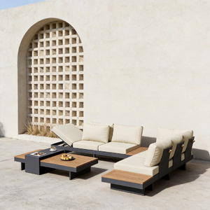 Ensemble de meubles de patio d'extérieur de luxe en aluminium résistant aux intempéries, ensemble de canapé de <span class=keywords><strong>jardin</strong></span> en aluminium, canapé d'extérieur en aluminium en forme de L - Product Image 6