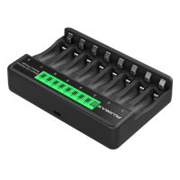 Chargeur de batterie Ni-MH 8 emplacements LCD super rapide PUJIMAX 1,2 V Entrée type C Chargeur de batterie rechargeable AAA AA