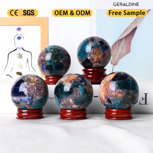 New Product Natural <b>Crystal</b> Gemstone Sphere Apatite with Sodalite Sunstone Various Materials Sphere for Decoration - Product Image 5