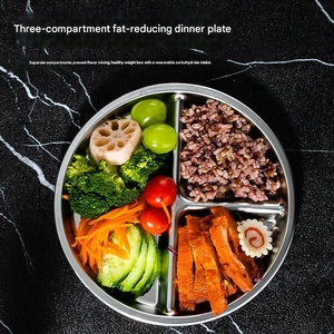 Piatto da Cena in Acciaio Inox 316 a 4 Scomparti, 26 cm, Vassoio Grande Diviso da 10,4 Pollici, Piatto per il Controllo delle Porzioni per Adulti, per Mensa - Product Image 4