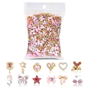 48 Piezas de Adornos de Uñas de Aleación Rosa, Mezcla de Corazones, Lazos, <span class=keywords><strong>Mariposas</strong></span>, <span class=keywords><strong>Flores</strong></span> <span class=keywords><strong>y</strong></span> Cristales, Decoraciones de Uñas 3D, Gemas de Uñas <span class=keywords><strong>con</strong></span> Pedrería, <span class=keywords><strong>Manicura</strong></span> DIY - Product Image 1