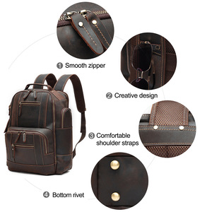 Custom Made Cowhide <b>Backpack</b> 15.6 Inch <b>Large</b> Capacity Travel Bag For Business Men's <b>Backpacks</b> - Product Image 4