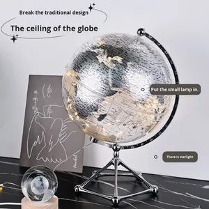 창의적인 투명 플라스틱 지구본 장식품 고급스러운 거실 사무실 책상 장식 대형 - Product Image 2