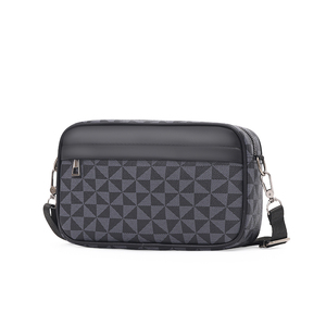 Hot Sales New Black Plaid Men's Small Square Crossbody <strong>Bag</strong> Fashionable Trendy PU <strong>Material</strong> Casual Shoulder <strong>Bag</strong> Geometric Pattern - Product Image 2