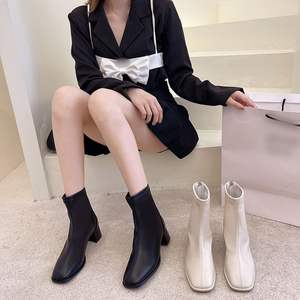 Botines de tacón alto para mujer, otoño/invierno, con punta cuadrada, estilo moderno - Product Image 3