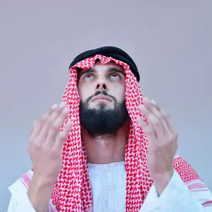 成年男性阿拉伯头巾头套Keffiyeh中东沙漠Shemagh包裹穆斯林头巾阿拉伯男士围巾
