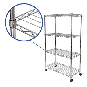 חובה כבדה 4 שכבות מתכת כרום מתכת נייד חוט מדפים על גלגלים - Product Image 2