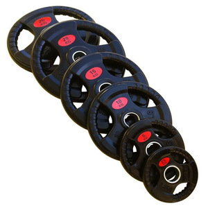 XFY Plaques de poids pleines en caoutchouc noires à 3 trous pour haltères 5lb 10lb 15lb 55lb, pour musculation, exercices des bras, durables, <span class=keywords><strong>bureau</strong></span>/salle de sport - Product Image 1