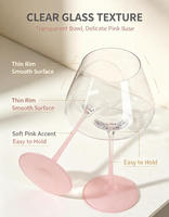 Verre à vin en cristal exclusif pour femmes, dégradé rose bordeaux, fond concave, grand modèle, vente en gros usine