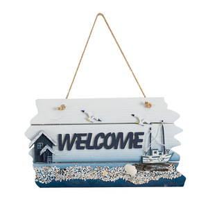 Mediterranean <b>Wall</b> Sculpture 2Pcs Seabird Lighthouse Sailing Ship <b>Signage</b> Home Decor Irregular Shape Pine Material - Product Image 4