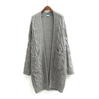 Mode féminine hiver automne avant ouvert pull Cardigan Long tricoté manteau dames pour la vente en gros