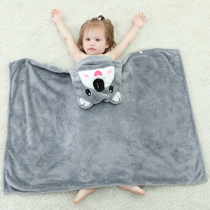 Michley coral cobertor de lã, cabeça de koala <span class=keywords><strong>animal</strong></span> 3d capuz macio recém-nascidos bebê desenho animado - Product Image 4