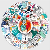 Paquete de 50 Pegatinas Decorativas de PVC Impermeables con Diseño de Doctor y Enfermera para Tazas, Botellas, Cuadernos, Equipaje, Laptops y Patinetas