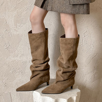 Bottines d'hiver à talon aiguille et bout pointu pour chaton