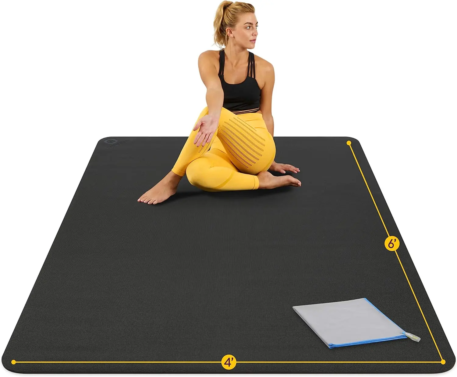 Büyük Yoga Mat 8 'ile x 6 'x 7mm ekstra kalın dayanıklı çevre dostu kaymaz kokusuz yalınayak egzersiz ve Premium Fitness ev jimnastik salonu