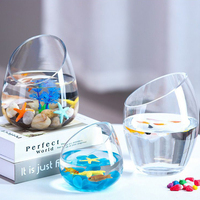 Bol à poisson moderne en verre pour la décoration de la maison Terrarium Globe Flower Vase Hydroponic Slanted Oblique Mouth Multiple Sizes for Tabletop