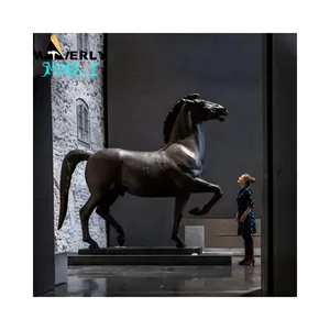 Art Metal Brass Animal Statue One To One Custom Design Outdoor Indoors Viewing Large Bronze Black Horse Decorative Sculptures