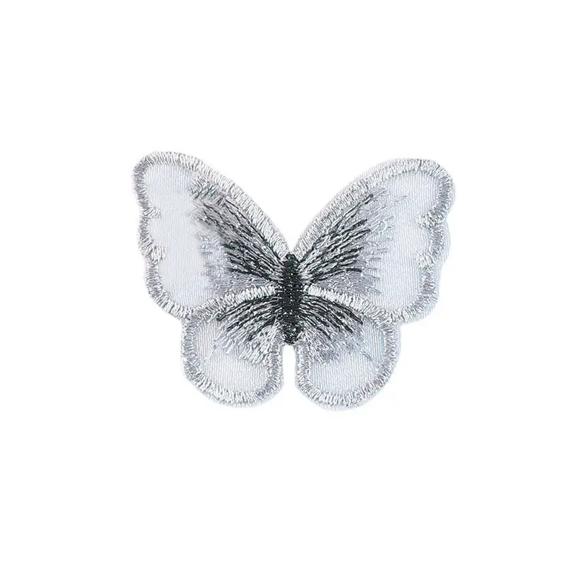 Прямая продажа с фабрики 3D Двойная кружевная вышивка цветные бабочки тканевые наклейки аппликация для головных уборов и одежды