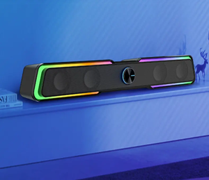 HP DHE-6002 RGB Computer SoundBar HiFi Stereo Sound Portable <strong>Wired</strong> Desktop <strong>Speakers</strong> for <strong>PC</strong> TV Theater - Product Image 3