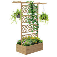 Jardinière carrée traditionnelle en bois, grande, avec treillis, pour potager surélevé, écran d'intimité, pour cultiver légumes, herbes et fleurs dans le jardin ou sur la terrasse