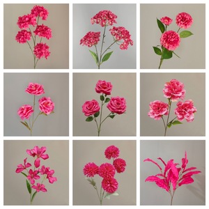 Flores Artificiales de Seda Roja Rosa, Hechas a Mano, de Larga Duración, Mezcla de Orquídeas, Hortensias y Lirios para Coronas - Product Image 2