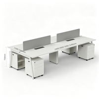 Poste de travail de bureau modulaire moderne pour 4 personnes avec écran de confidentialité et tiroirs de rangement pour bureau à aire ouverte