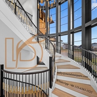 Tube inférieur de balustre d'escalier rond en métal uni, vente en gros, offre spéciale, en fer forgé, avec manchon en laiton brossé pour rampe d'escalier