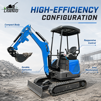 Mini-excavatrice LAWNIO 18L avec cabine, moteur Kubota D722, commande pilote, chenilles en caoutchouc, pour travaux agricoles et chantiers professionnels, directement de l'usine