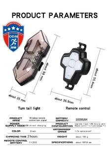 Control remoto inalámbrico USB recargable impermeable <span class=keywords><strong>bicicleta</strong></span> luz trasera 120 lúmenes LED <span class=keywords><strong>bicicleta</strong></span> trasera advertencia de seguridad Luz de señal de giro - Product Image 4