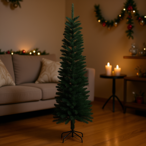 Árbol de Navidad Artificial Delgado D0102HXUXPT de 6 Pies, Verde, PVC, con Soporte, Decoración Navideña para Interiores - Product Image 2