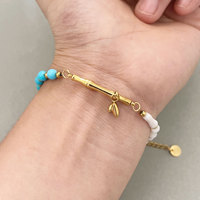Bracelet vintage en coquillage turquoise, nœud de bambou asymétrique, fait main, esthétique, bijoux pour femmes, vente en gros