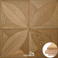 Cosyhouse Parquet multicouche de luxe personnalisé en noyer noir et chêne blanc Couleur personnalisée Motif de feuille Plancher d'ingénierie pour