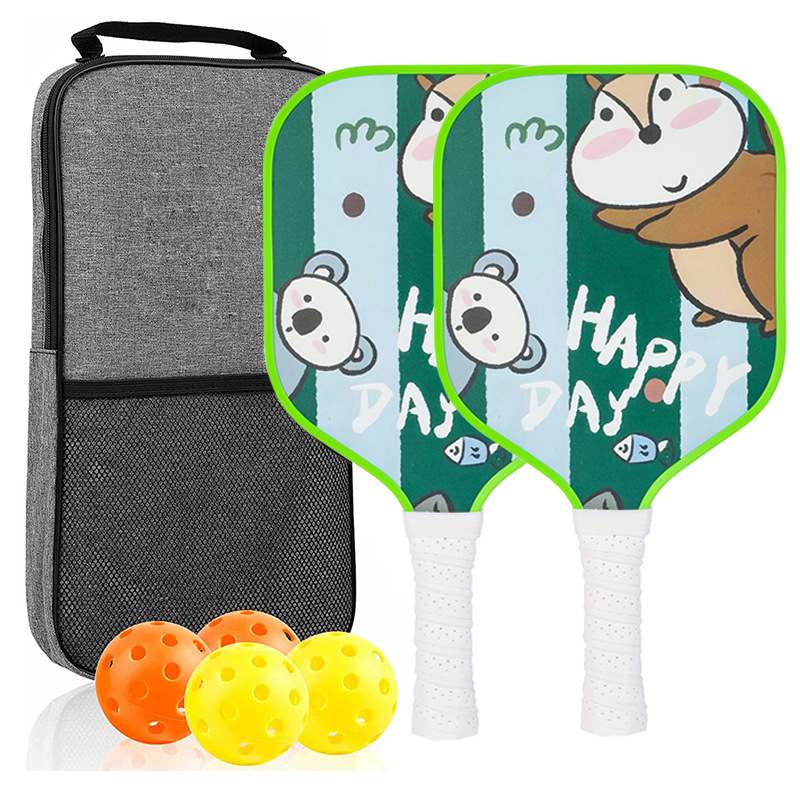 ไม้แร็กเก็ต 2 อัน, ลูกบอล 4 ลูก, กระเป๋าสีเทา 1 ใบ [Kids' RT-033]