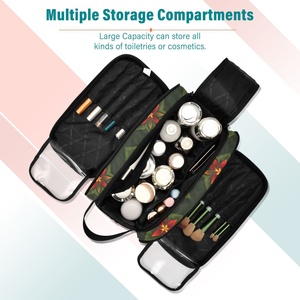 New Arrival Custom Dark Green Floral Durable Fashion Quilted Portable Large Capacity Zipper <b>Makeup</b> <b>Case</b> & Cosmetic Bag for Women - Product Image 4