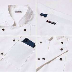 Uniforme de Cocina para Chef, Blanco y Rojo, Resistente al Aceite, con Nombre en el Cuello, Uniforme para Restaurante Chino - Product Image 2