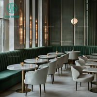 Ensemble de meubles de salon de café, restaurant, hôtel, moderne, rond, en marbre, en velours, demi-cercle, table et chaises, canapé
