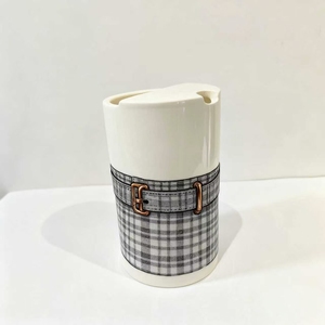 Custom Porcelain Drinking Mug with Handpainted Belt Design - Ideal for Holidays