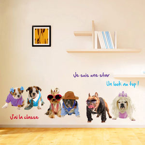 Autocollant personnalisé Animal <span class=keywords><strong>chien</strong></span> vêtements pour animaux de compagnie autocollant décoration de la maison sticker mural animaux boutique chambre PVC imperméable <span class=keywords><strong>papier</strong></span> <span class=keywords><strong>peint</strong></span> autocollant mural - Product Image 1