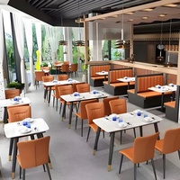 Ensemble de mobilier commercial pour restaurant : table en marbre, banquette de restauration rapide, chaises pour centre commercial, café, hôtel
