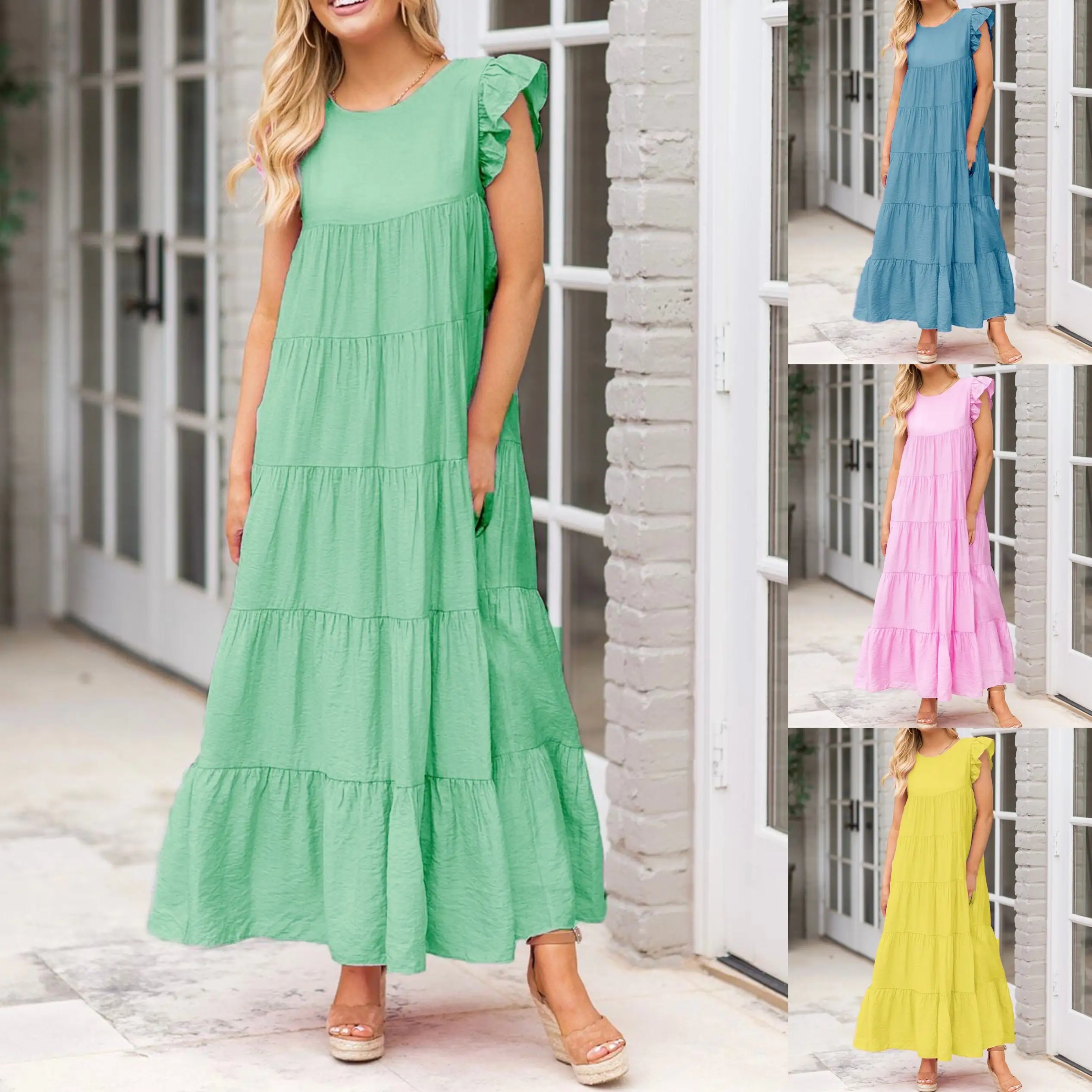 T417 maxi dresses women wholesale chinese dresses for women long summer dress