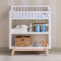 Table à langer en bois à 3 niveaux avec étagères de rangement pour bébé